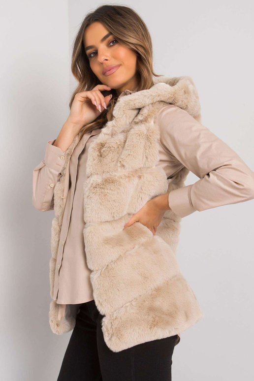 Bēša kažokādas veste ar kapuci Foggia...