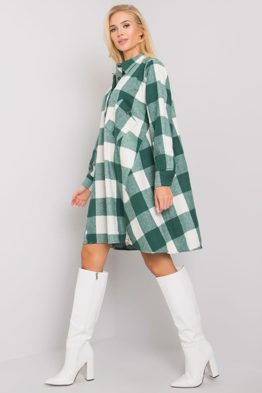 Sovvina zaļi baltā rūtainā kreklkleita