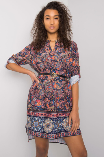 Tumši zila raksta kleita ar... 2