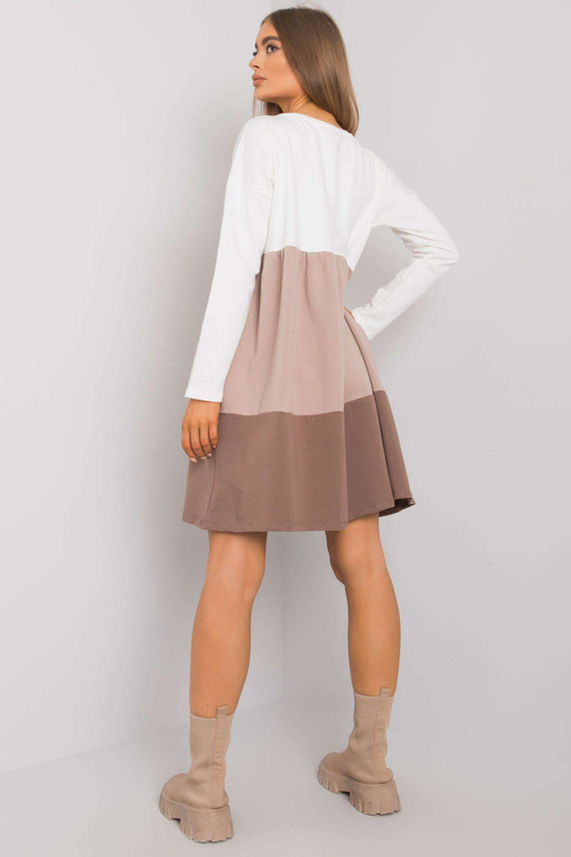 Ekrū-tumši bēša kokvilnas kleita ar... Ekrū-tumši bēša kokvilnas kleita ar...