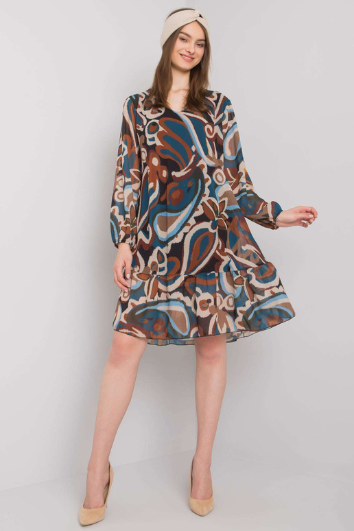 Zila un brūna kleita ar volānu Spoleto