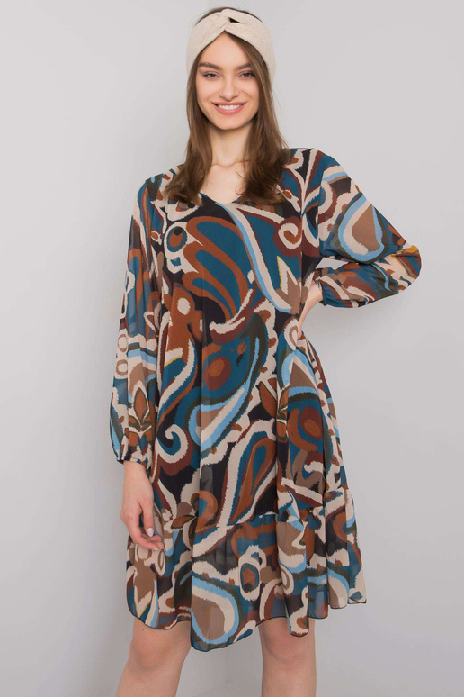 Zila un brūna kleita ar volānu Spoleto