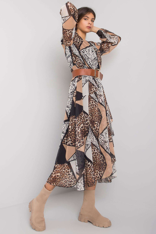 Melna un bēša raksta kleita ar...