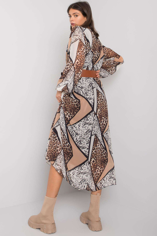 Melna un bēša raksta kleita ar...