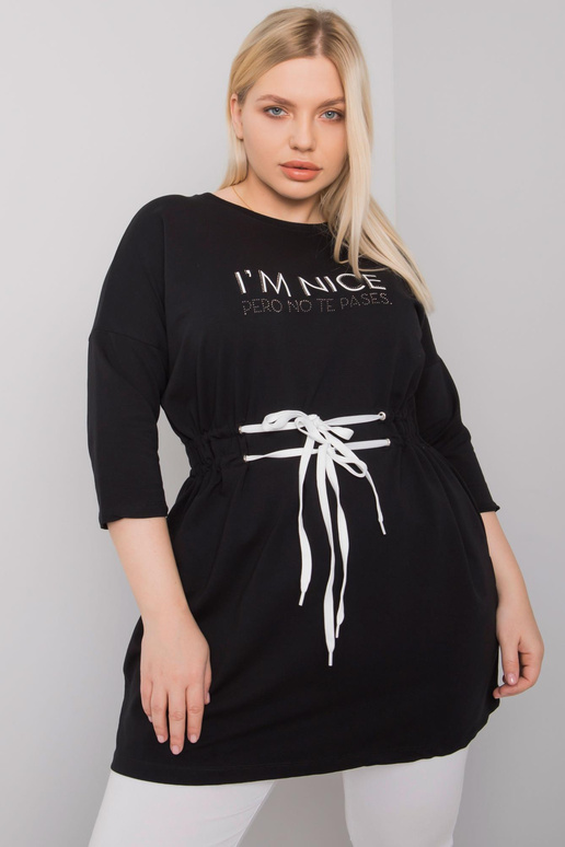 Melna tunika liela izmēra ar Tulsa...