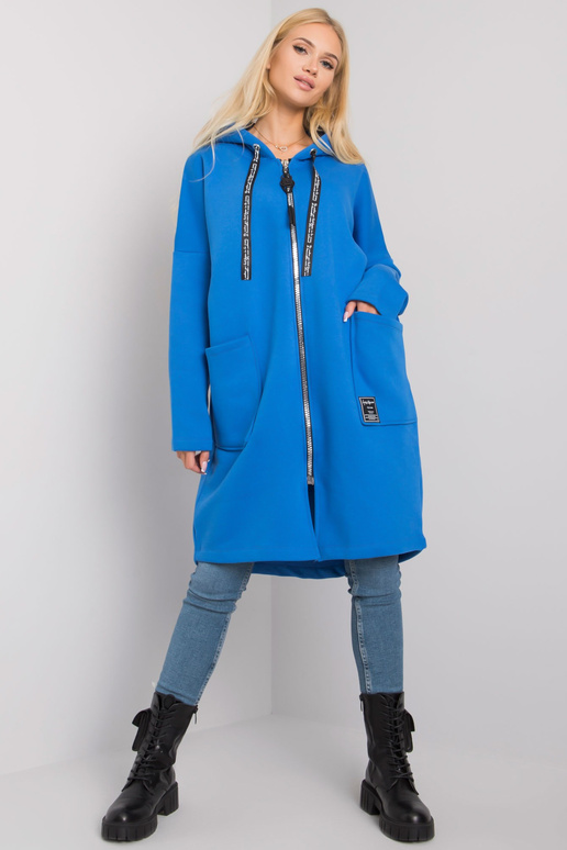 Tumši zila garā Hoodie Elvina