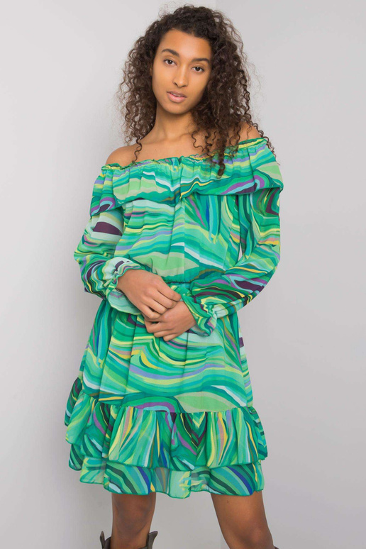 Zaļa Edmonton Ruffle spāņu kleita