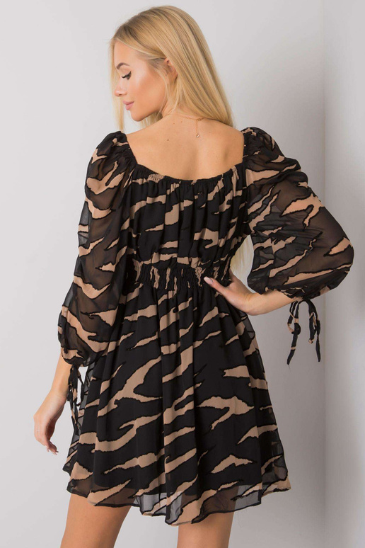 Melna un bēša spāņu kleita ar...