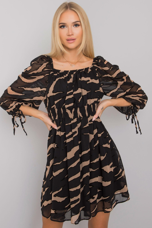 Melna un bēša spāņu kleita ar...