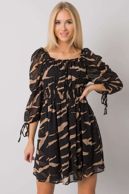 Melna un bēša spāņu kleita ar...