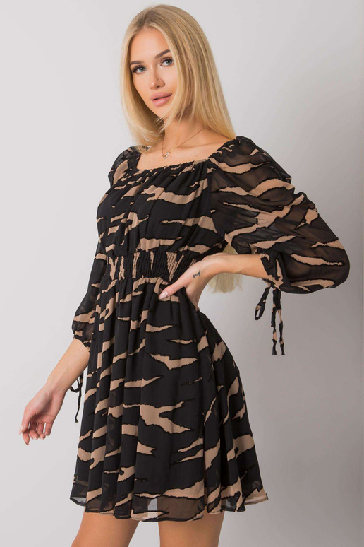 Melna un bēša spāņu kleita ar...