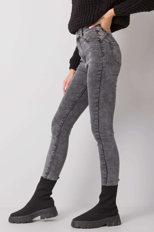Pelēki pieguļoši džinsi ar augstu...
