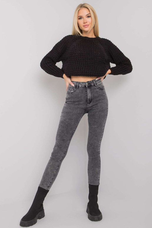 Pelēki pieguļoši džinsi ar augstu...