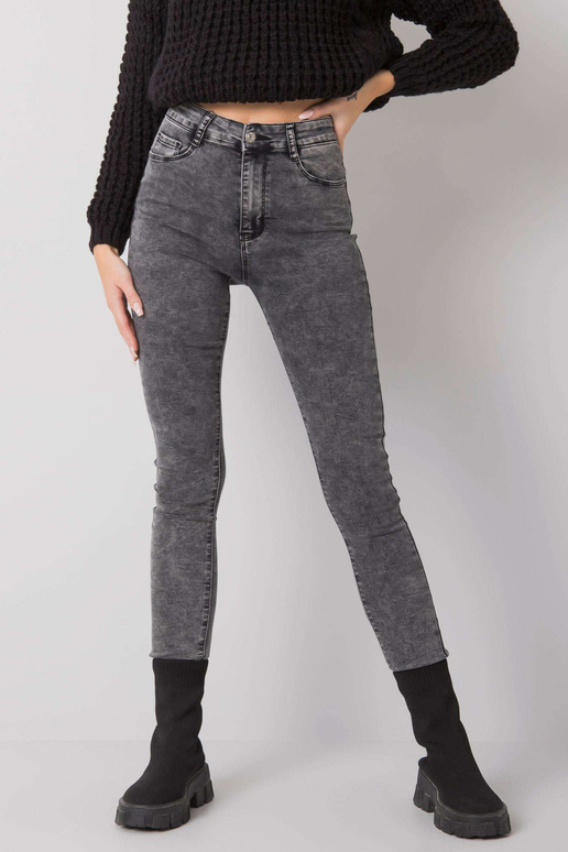 Pelēki pieguļoši džinsi ar augstu...