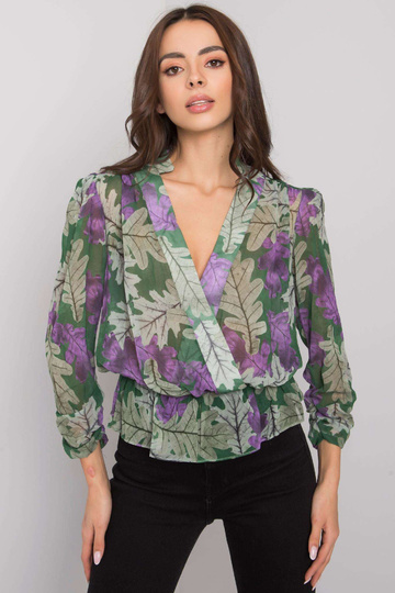 Barrie Print zaļa šifona blūze