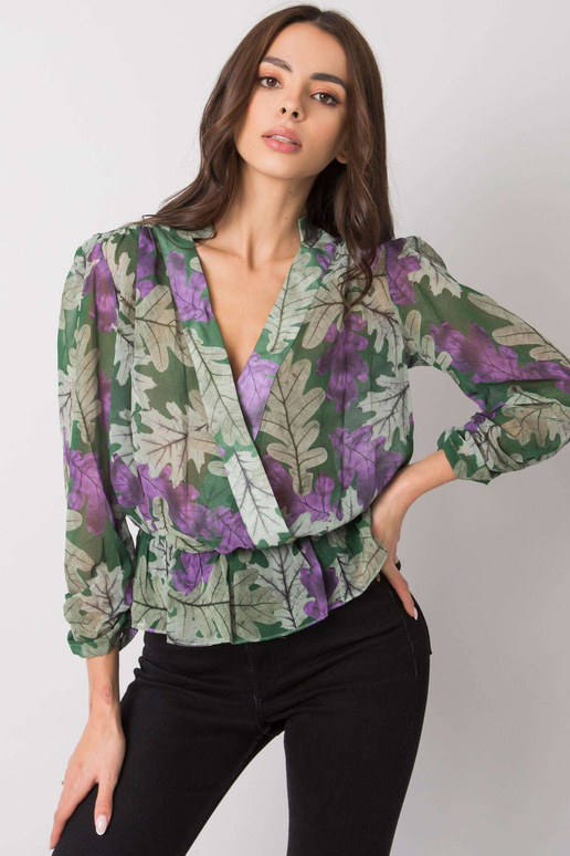 Barrie Print zaļa šifona blūze