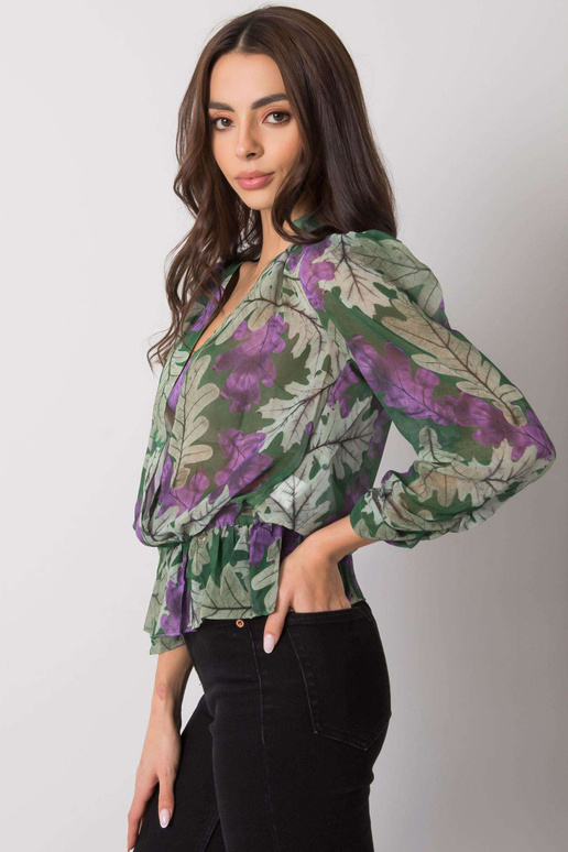Barrie Print zaļa šifona blūze