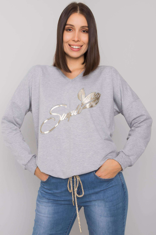 Pelēka melanža liela izmēra blūze ar...