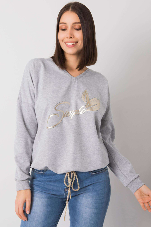 Pelēka melanža liela izmēra blūze ar...