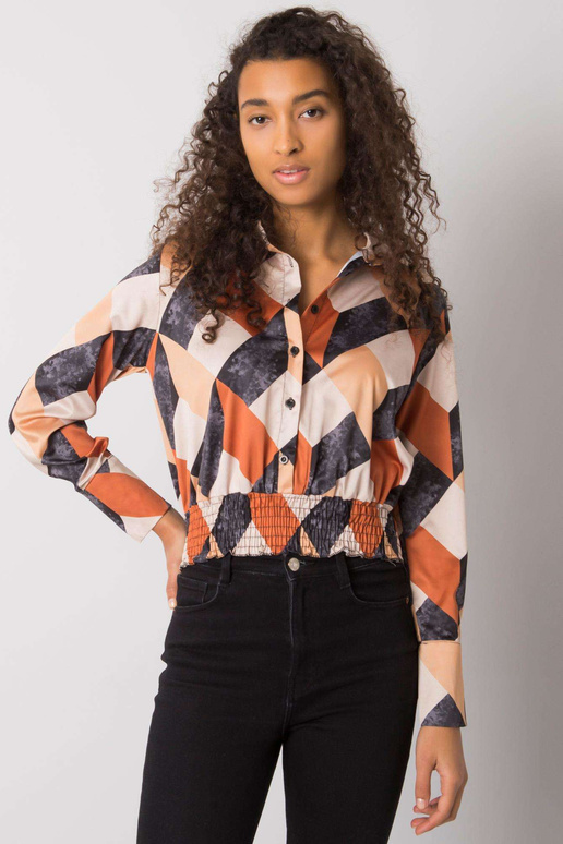 Grizella melna un bēša kreklblūze