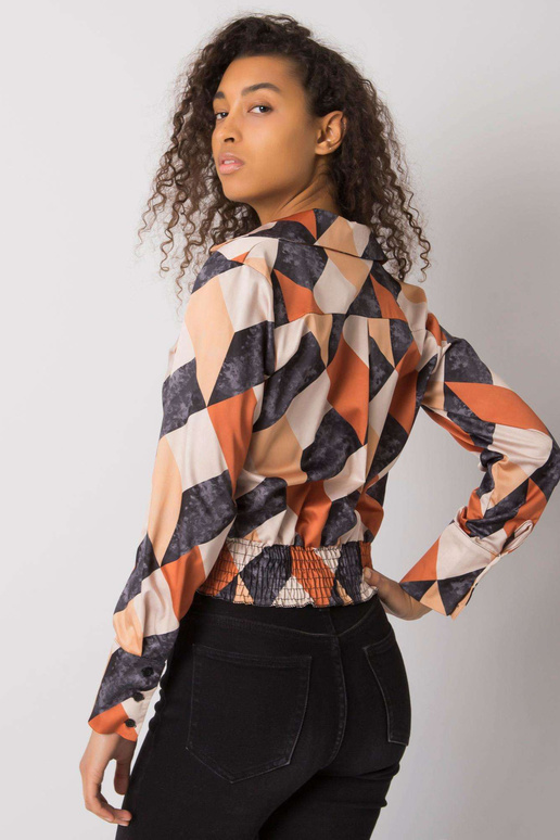 Grizella melna un bēša kreklblūze