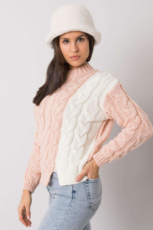 Rozā sieviešu džemperis ar bizēm...