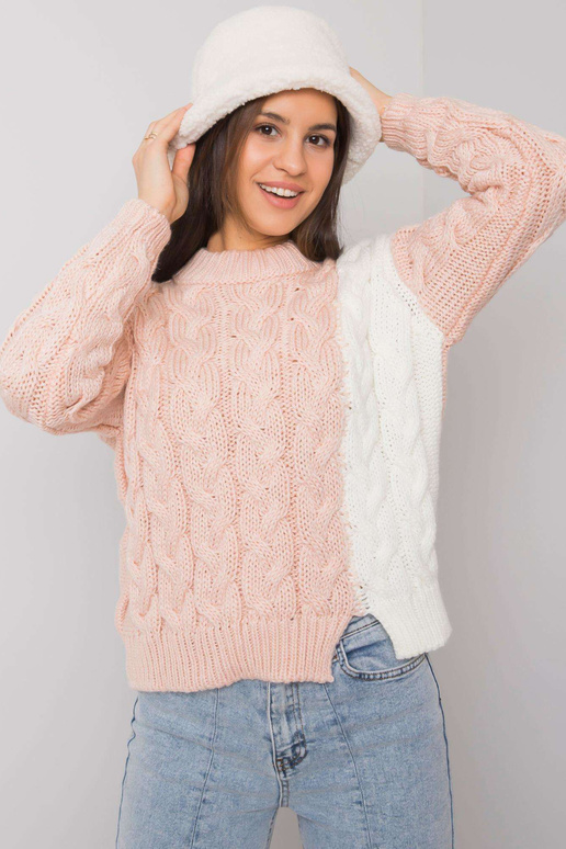 Rozā sieviešu džemperis ar bizēm...