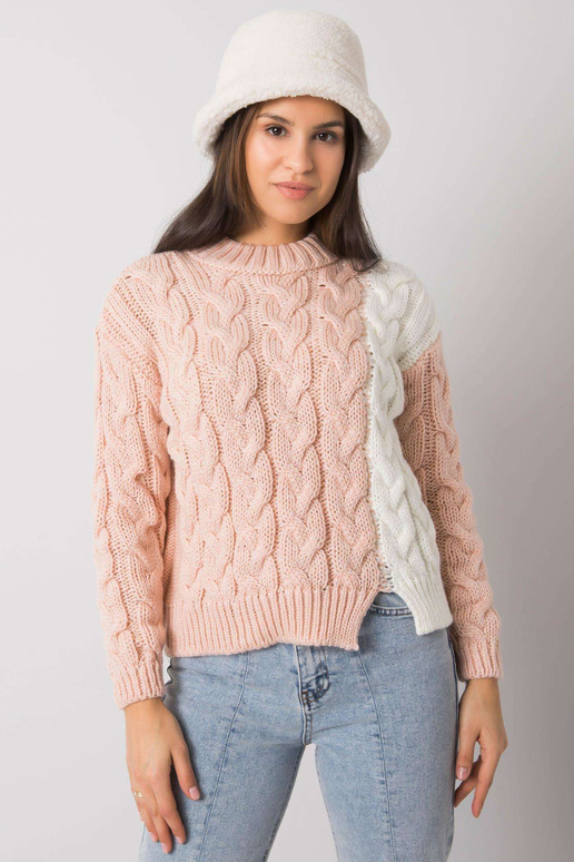 Rozā sieviešu džemperis ar bizēm...