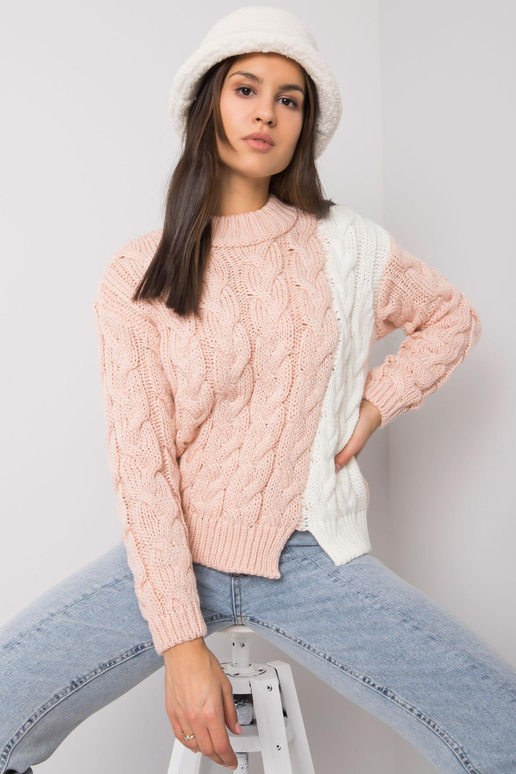 Rozā sieviešu džemperis ar bizēm...