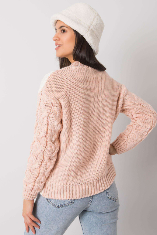 Rozā sieviešu džemperis ar bizēm...