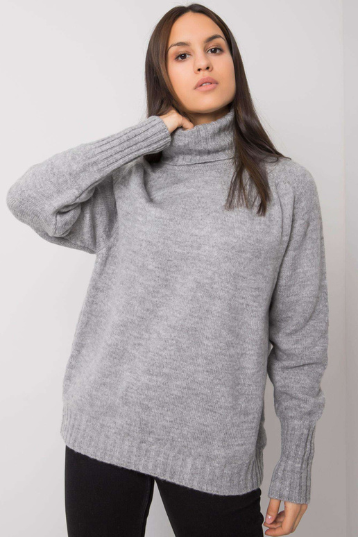 Pelēks sieviešu džemperis ar apkakli...