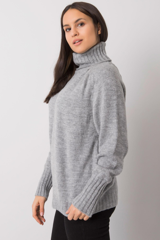 Pelēks sieviešu džemperis ar apkakli...