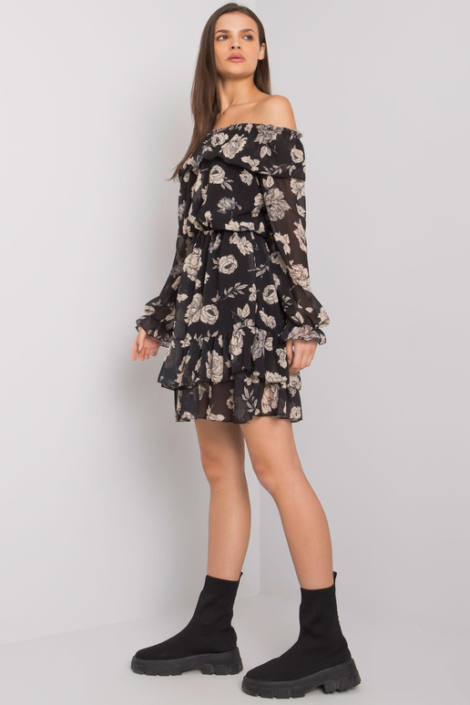 Melna un bēša spāņu kleita ar volānu...