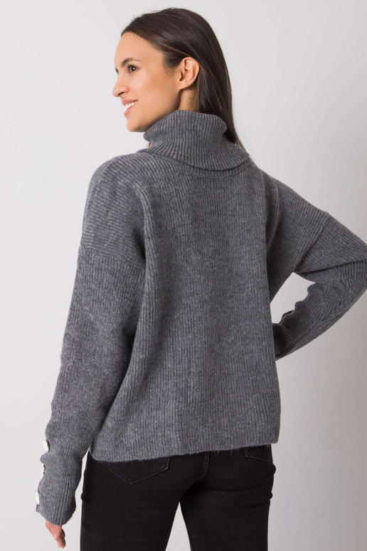 Tumši pelēks sieviešu džemperis ar...