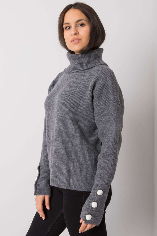 Tumši pelēks sieviešu džemperis ar...