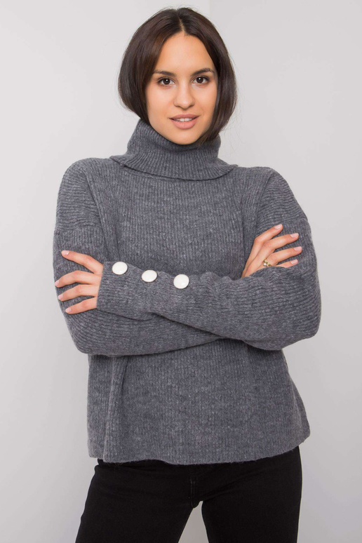 Tumši pelēks sieviešu džemperis ar...
