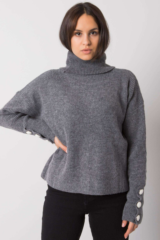 Tumši pelēks sieviešu džemperis ar...