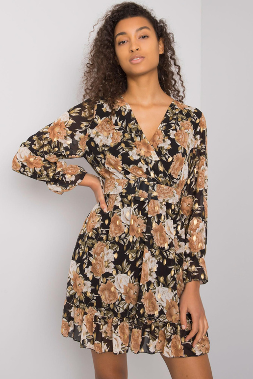 Melna un bēša kleita ar volānu Alisia