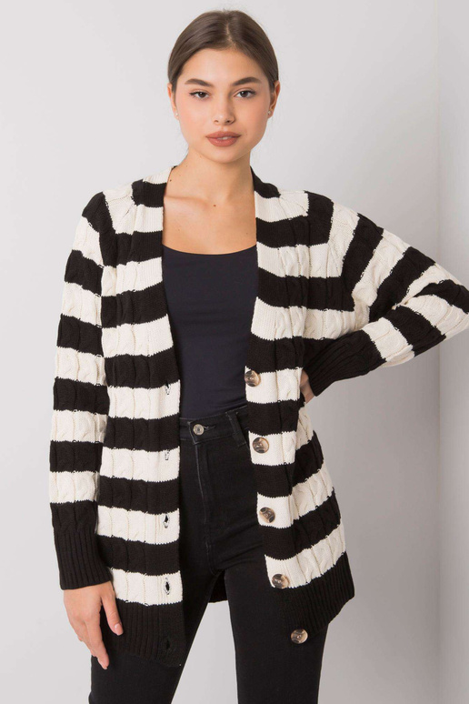 Lamia melna un krēmkrāsas svītraina jaka