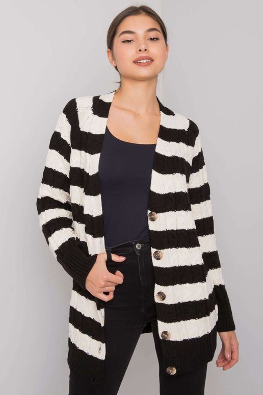 Lamia melna un krēmkrāsas svītraina jaka