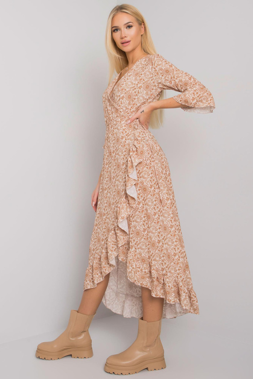 Bēša raksta kleita ar volānu...