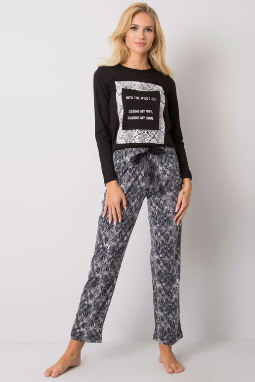 Melns gulēšanas komplekts ar apdruku