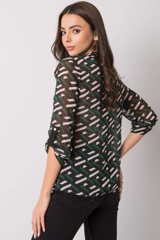 Melna un zaļa blūze sievietēm ar...