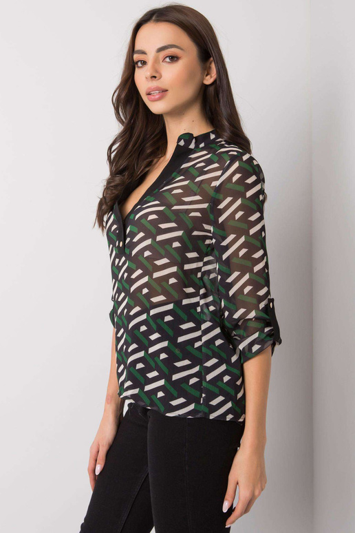 Melna un zaļa blūze sievietēm ar...