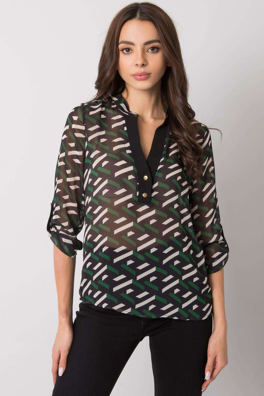Melna un zaļa blūze sievietēm ar...