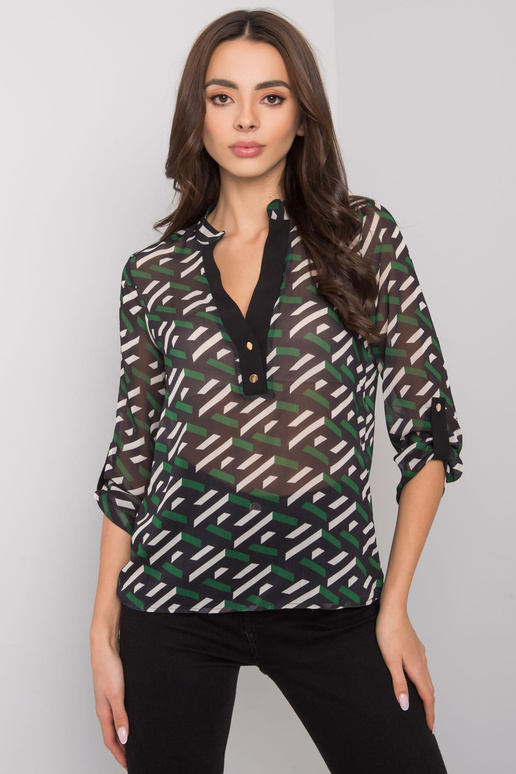Melna un zaļa blūze sievietēm ar...