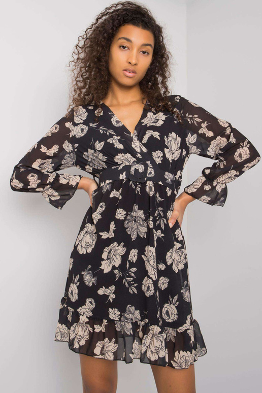 Melna un bēša kleita ar volānu Loriella Melna un bēša kleita ar volānu Loriella