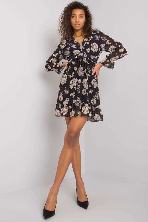 Melna un bēša kleita ar volānu Loriella Melna un bēša kleita ar volānu Loriella