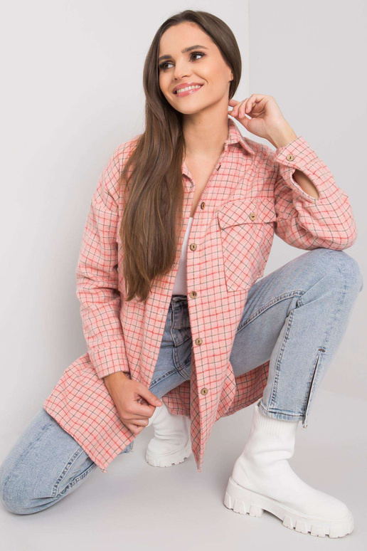 Gaiši rozā garo rūtu krekls Jose RUE...