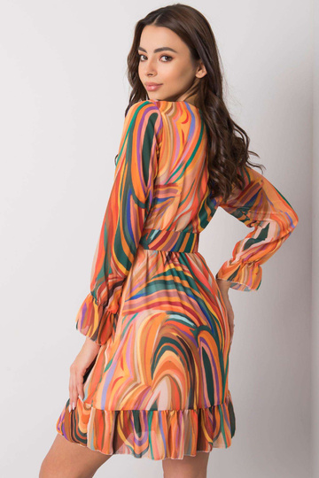 Oranža raksta kleita ar...